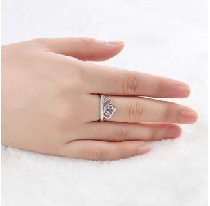 Princess Birthstone ring, Sterling Silver Personalized Engravable Ring JEWJORI102881